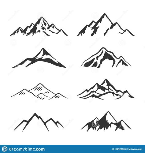 Illustration about Collection mount hill design a illustrator vector of Mountain Silhouette Clipart 8 set. Illustration of banner, hill, climbing - 162922835 Silhouette Mountains, Moutain Tattoos, Small Mountain Tattoo, Mountains Tattoo, Mountain Clipart, Mountain Tattoo Simple, Mountain Sketch, 심플한 그림, Mountain Silhouette