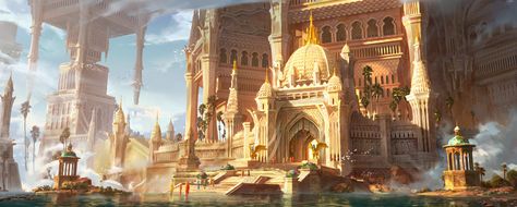 City Concept Art, Image Painting, Fantasy City, Fantasy Castle, Fantasy Setting, Ancient City, Fantasy Art Landscapes, Fantasy Concept Art, Environment Design