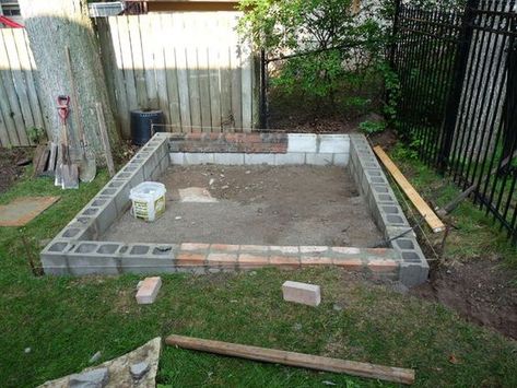 Block foundation for Coop Greenhouse- buried to ground level (leveled with gravel sand). To keep animals from getting in/out to keep the boards from "rotting." Put ridged insulation under the floor. Shed Foundation Ideas, Diy Greenhouses, Block Foundation, Goat Shelter, Best Greenhouse, Hobby Greenhouse, Build Your Own Shed, Shed Floor, Shed Base