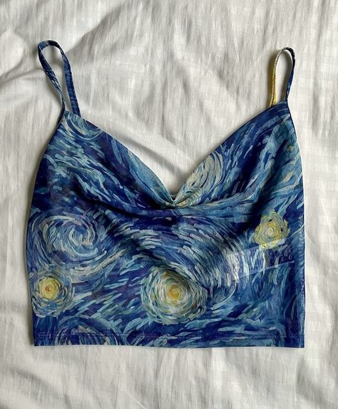 Cute Van Gogh Starry Night Crop Top💙✨ . . Credit:dm . . allvangogh #allvangogh #vangogh #vincentvangogh #vangoghinspires #vangoghpaints #vangoghmuseum #vangoghmuseum #vincent #vangoghexperience #vangoghart #croptop #fashion #outfit #outfits Vincent Van Gogh Outfit, Starry Night Clothes, Van Gogh Inspired Outfit, Van Gogh Outfit, Cute Vans, Van Gogh Inspired, Night Tops, Van Gogh Museum, Van Gogh Art