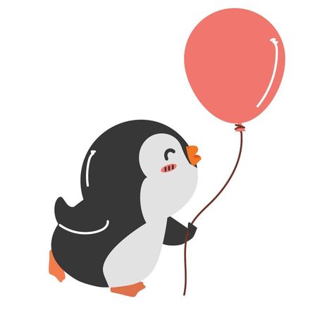 Cute Penguin Cartoon, Penguin Cartoon, Balloon Cartoon, Cute Penguin, Cute Penguins, Penguins, Art Ideas, Vector Art, Party Favors