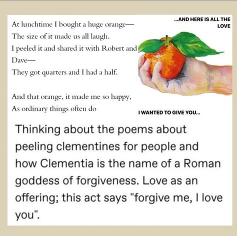 Clementine Poetry, Web Weaving Love, Clementines Aesthetic, Orange Symbolism, Orange Poetry, Wendy Cope, Orange Theory, Poetry Words, A Poem