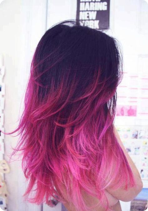 black to pink ombre Pink And Purple Hair, Best Ombre Hair, Pink And Black Hair, Pink Ombre Hair, Hair Color Crazy, Ombré Hair, Hair Color Purple, Hair Color Pink, Hair Color Highlights