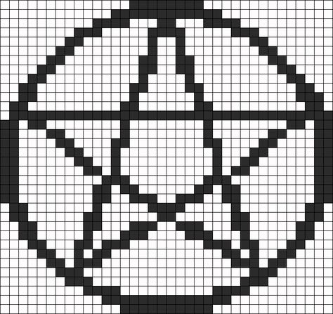 Pentacle Pentagram Perler Bead Pattern / Bead Sprite Sewing Crochet, Pattern Maker, Perler Bead Templates, Hama Bead, Kandi Patterns, Pixel Art Grid, Pola Kristik, Beaded Cross Stitch, Pixel Art Pattern