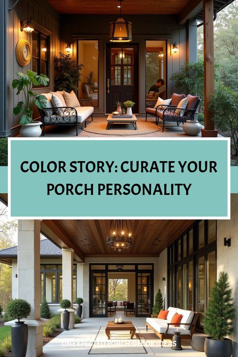 Carefully curated porch decor with harmonious color palette Front Porch Color Scheme, Porch Interior Design, Fall Front Door, Diy Fall Wreath, Color Story, Porch Decor, Color Stories, Fall Wreaths, Traditional Decor