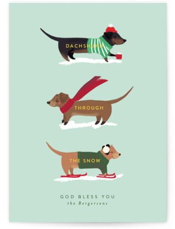 Dachshund Through The Snows Holiday Non-Photo Cards Minted Holiday Cards, Snow Illustration, Dog Puns, Dashing Through The Snow, Snow Art, Snow Dogs, Dachshund Love, Weiner Dog, Dog Illustration