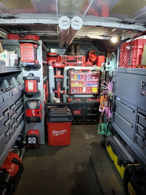 Hvac Service Van Organization, Electrician Van Organization, Plumbing Van Organization, Hvac Van Organization, Work Van Organization, Work Van Organization Ideas, Van Organization Ideas, Electrician Van, Van Storage Ideas