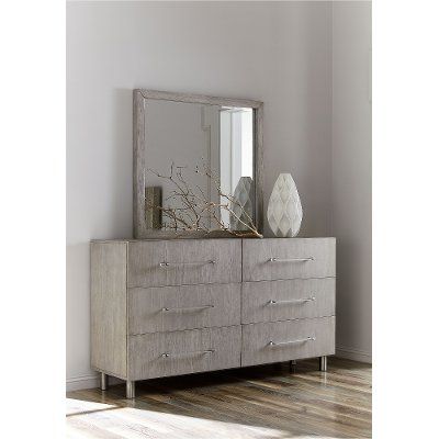 Shop Dressers | Furniture Store | RC Willey Modus Furniture, Grey Dresser, Acrylic Drawers, Misty Grey, Bedroom Dresser, Headboard Designs, Modern Dresser, Stainless Steel Legs, Double Dresser