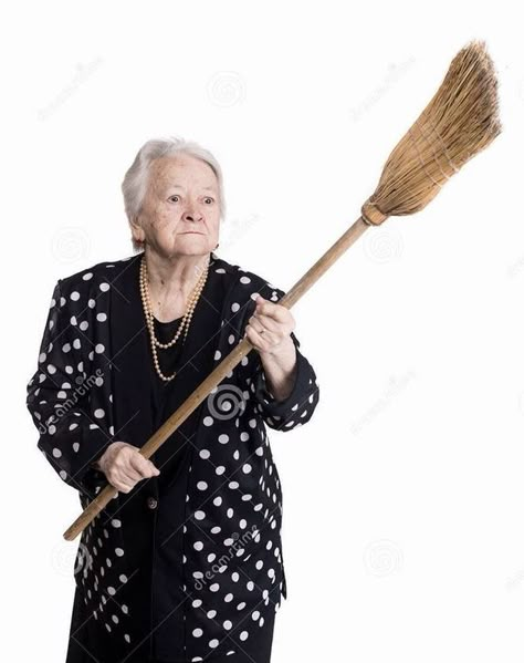 Angry Woman, A Broom, Old Woman, A White Background, Stock Photography, Top 10, White Background, Stock Photos, White