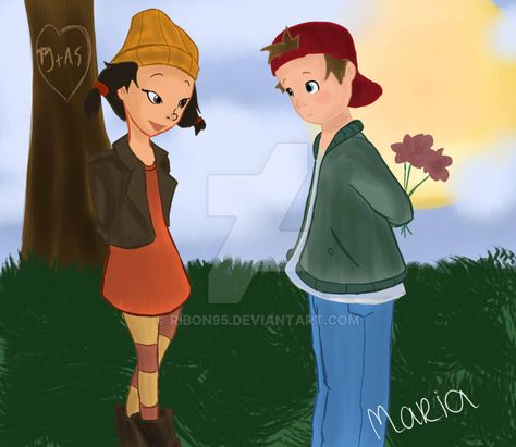 T.J. and Spinelli by Ribon95.deviantart.com on @DeviantArt Tj And Spinelli, Recess Cartoon, Tv Cartoon, Time Drawing, Disney Crossovers, Cartoon Profile Pics, Couple Cartoon, Cartoon Tv, Disney Fan Art