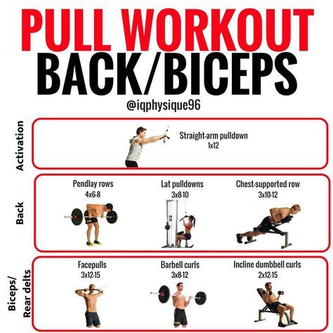 Having a push/pull/legs split is an intelligent way to organize training. It allows you to train muscles based on their movements rather than the direct muscle. If you have a chest day, for example, then you are also training shoulders and triceps, which will all interfere with each other if done too soon on a subsequent day. So grouping them based on their mutual functions is a smart idea...Pull refers to back, biceps, and rear delts. I start with heavier, more fatiguing compound movements like Pull Back And Biceps, Pull Exercises For Women, Pull Day Workout Women, Pull Workouts, Pull Workout, Pull Day Workout, Gym Designs, Compound Movements, Workout Board