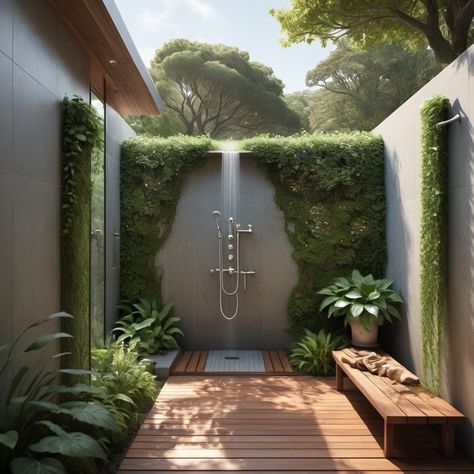 Create - AI Image Generator | Create Art or Modify Images with AI Outdoor Bathroom Ideas Backyards, Outdoor Meditation Space, Outdoor Meditation, Potted Olive Tree, Serenity Garden, Blue Mosaic Tile, Garden Sanctuary, Outdoor Tub, Outdoor Bathroom Design