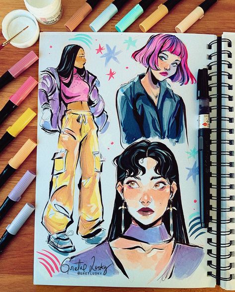 Twin Markers, Copic Marker Art, Sketchbook Drawings, Sketchbook Inspo, Grunge Art, Sketchbook Inspiration, Sketchbook Ideas, Sketchbook Art, Painting Art Projects