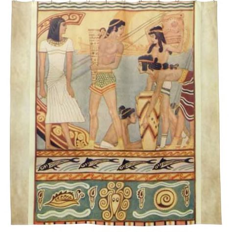 SEA TRADERS shower curtain Ancient Crete, John Duncan, Ancient Greece, Crete, Archaeology, Santorini, Gifts In A Mug, High Quality Art Prints, Photographic Prints