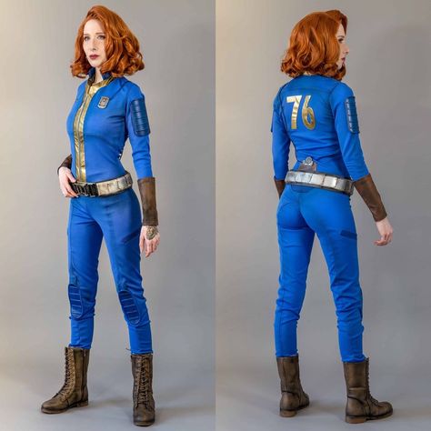 Today I finally finished my Fallout Vault Suit Video Tutorial. We also took some photos and videos of the suit today and I will upload the… Vault Suit Fallout, Fallout Costume Women, Diy Fallout Costume, Fallout Cosplay Women, Fallout Vault Suit, Fallout Jumpsuit, Fallout 4 Costume, Vault Suit, Suit Video