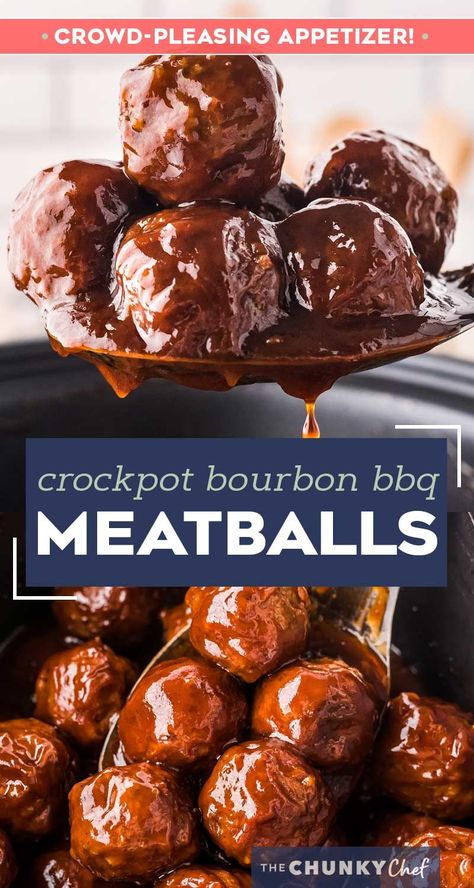 Bourbon Meatballs Crockpot, Bbq Crockpot, Bourbon Meatballs, Cooking Frozen Meatballs, Bbq Meatball Recipe, Party Meatballs, Best Appetizer, Chunky Chef, Bbq Meatballs