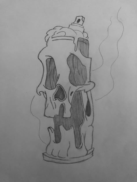 Spray can turns into dripping skull. #art #skull #skeleton #pencil #sketch #artist #spraycan Spray Can Drawing, Graffiti Art Drawings, Can Drawing, Scary Drawings, Skeleton Drawings, Drip Art, Skull Art Drawing, Graffiti Doodles, Cool Pencil Drawings