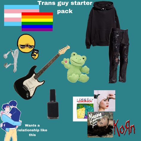 Trans Starter Kit, Transmasc Starter Pack, Trans Starter Pack, Ftm Outfits Summer, Trans Men Outfits, Guy Summer Outfits, Trans Men Fashion, Trans Man Art, Trans Guy Outfits