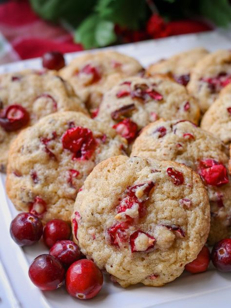 Cranberry Cookies made with pecans and fresh cranberries are so amazingly delicious. They are the perfect combination of sweet, tart, crunchy, and tender! Fresh Cranberry Cookies, Cranberry Pecan Cookies, Make Baking Powder, Fresh Cranberry Recipes, Cookies Without Brown Sugar, Cookie Assortment, Cranberry Cookies Recipes, Cranberry Orange Cookies, Cookies For Christmas