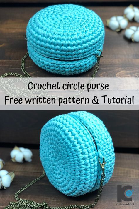 Here's a unique little crochet circle purse design for you guys. It works best with t shirt yarn, which seems to be getting very popular. Purse Patterns Free, Crochet Circle, Purse Design, Circle Purse, Free Crochet Bag, Crochet T Shirts, Crochet Bag Tutorials, Bag Pattern Free, Yarn Bag