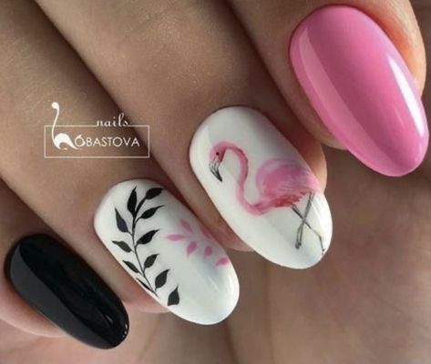 Flamingo Nails, Unghie Nail Art, Tropical Nails, Vacation Nails, Beach Nails, Kandy, Nail Designs Summer, Summer Nail, Perfect Nails