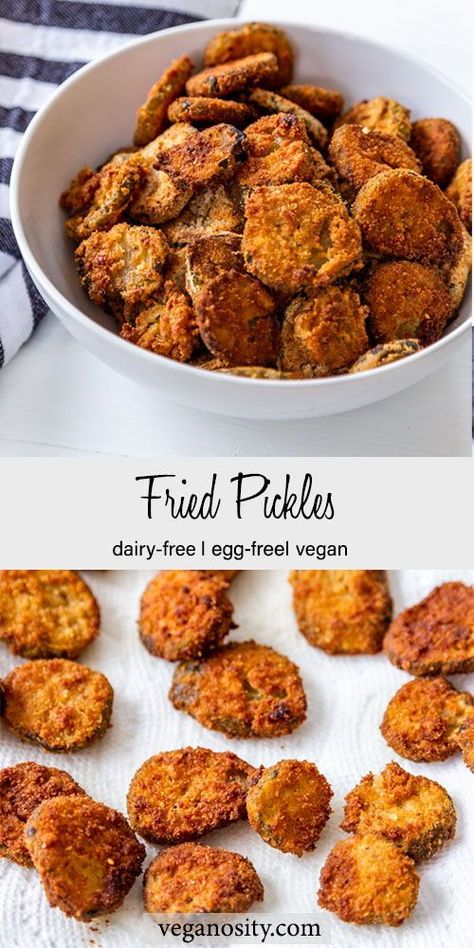 Vegan Fried Pickles, Air Fried Pickles, Vegan Appetizers Easy, Easy Fried Pickles, Fried Pickles Recipe, Vegan Appetizers Recipes, Diet Diary, Vegan Fries, Vegan Party Food