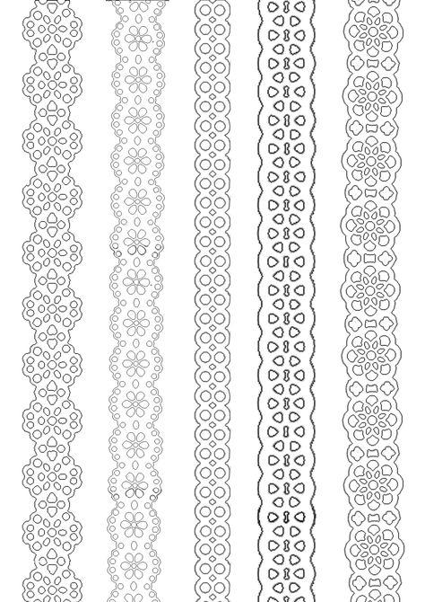 Paper lace ribbons to print and paint everywhere. Lace Stencil Template, Lace Patterns Drawing, Lace Patterns Drawing Templates, Lace Printable, Patterns Drawing, Lace Stencil, Lace Drawing, Pvc Pipe Crafts, Pattern Stencil