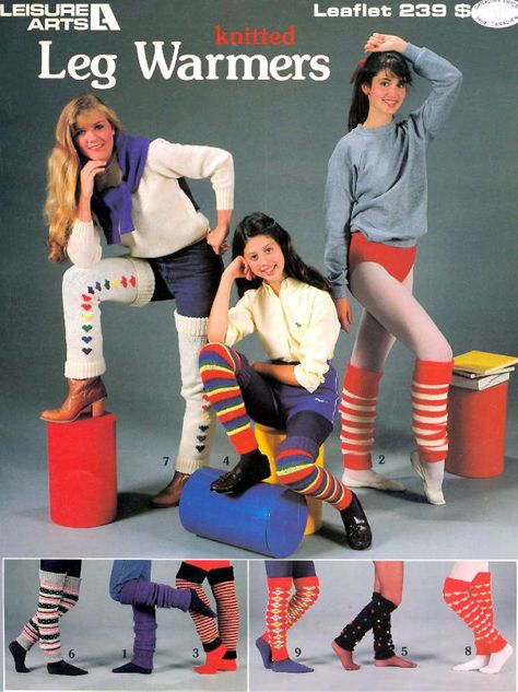 Leg Warmers Leg Warmers Knitting Pattern, Leg Warmers Pattern, Knitted Leg Warmers, 80s Nostalgia, Leisure Arts, 1980s Fashion, Break Dance, Look Vintage, Mode Vintage