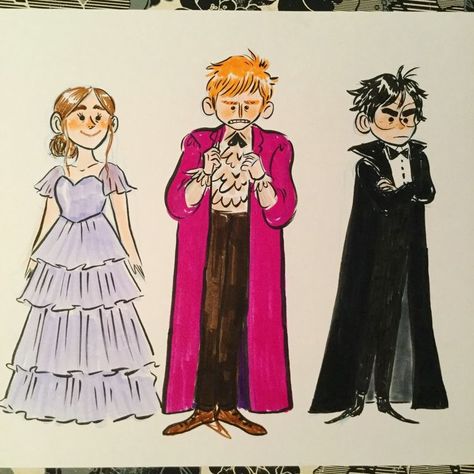 Yule Ball Fanart, Hery Potter, Hp Fanart, Art Harry Potter, Harry Potter Illustrations, Yer A Wizard Harry, Yule Ball, Harry Potter Artwork, Golden Trio