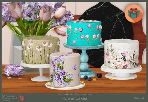 Mods For Sims 4, Cakes With Flowers, Sims 4 Patreon, Sims 4 Traits, Flower Cakes, Sims 4 Expansions, Order Cake, Cook Recipes, Sims 4 Cc Furniture