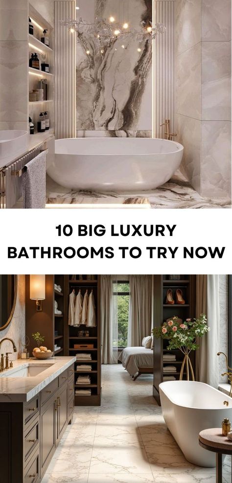 A big bathroom deserves big style! These modern luxury bathroom ideas will transform your space into an elegant and spa-like escape. #LuxuryBathroom #BigBathroom #ModernHome #BathroomGoals Big Bathroom Ideas, Bathroom Ideas Modern Luxury, Luxury Bathroom Ideas, Small Full Bathroom, Modern Luxury Bathroom, Big Bathroom, Bathroom Goals, Luxury Retreats, Big Bathrooms