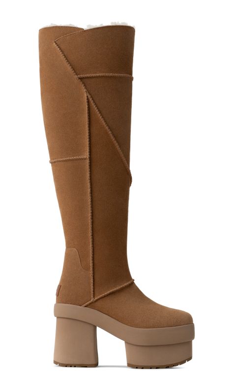 New Heights Platform Xtra Ugg Platform Boots, Platform Boots Outfit, Ugg Platform, Slipper Shoes Women, Boots Slippers, Womens Ugg Boots, Sheepskin Boots, Virtual Wardrobe, House Shoes