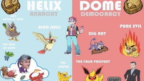 Twitch Plays Pokemon: Helix vs. Dome Twitch Plays Pokemon, Team Instinct, Pokemon Red, Play Pokemon, Pokemon Images, Pokemon Comics, Bird Tree, Pocket Monsters, Know Your Meme