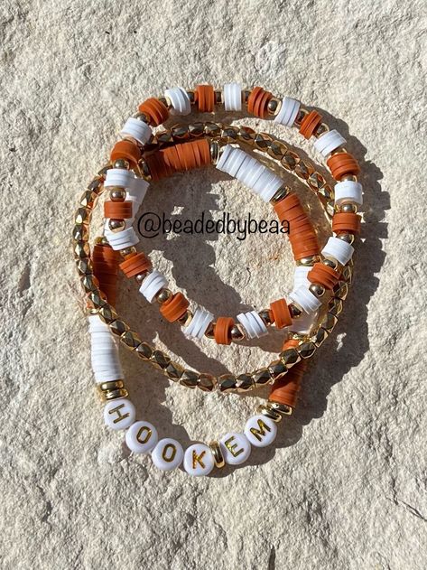 Handmade beaded bracelet Western Heishi Bracelet, Friendship Bracelet Stack Ideas, Tennessee Clay Bead Bracelets, Western Clay Braclets, Handmade Western Brown Bracelets, Cowgirl Clay Bead Bracelet, Western Clay Bead Bracelet, Bracelet Set Ideas, Bracket Ideas