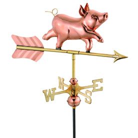 Good Directions Polished Copper Whimsical Pig Weathervane 8800Pg Happy Pig, Garden Poles, Outdoor Thermometer, Weather Vanes, Sunrooms, Flying Pig, Velvet Blanket, Pure Copper, Joss And Main