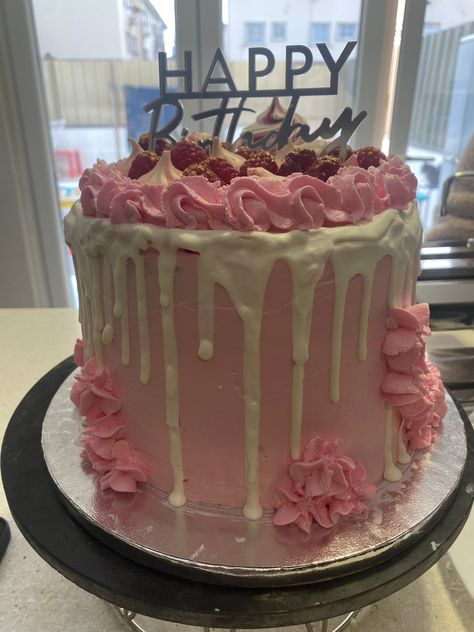 Aesthetic pink birthday cake with berries and white chocolate drip Birthday Cake With Berries, Aesthetic Pink Birthday, Cake With Drip, White Chocolate Drip, Cake With Berries, Pink Birthday Cake, Pink Birthday Cakes, Chocolate Drip, Pink Birthday