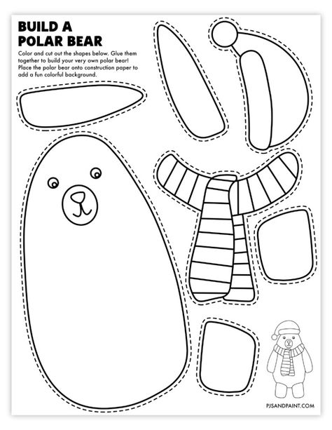 Polar Bear Template Free Printable, Polar Bear Craft Preschool, Polar Bear Template, Polar Bear Craft, Elf Reindeer, Elf Crafts, Snowman Coloring Pages, Pencil Crafts, Scarecrow Crafts