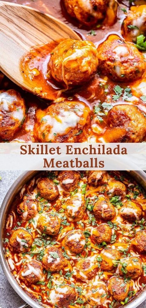 Enchiladas Meatballs, Enchilada Meatballs, Yay Recipes, Recipes Enchiladas, Meatballs Turkey, Skillet Enchiladas, Recipe Runner, Turkey Meals, Turkey Ideas