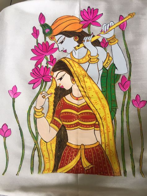 Blouse Painting, Saree Painting Designs, Saree Painting, Fabric Painting Techniques, Kerala Mural Painting, Fabric Painting On Clothes, Fabric Paint Designs, Pichwai Paintings, Beautiful Art Paintings