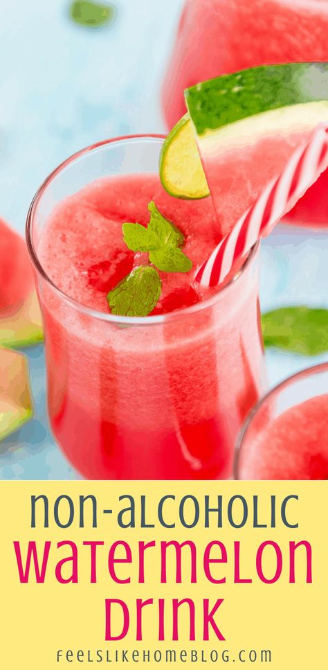 Watermelon Drinks For Kids, Simply Watermelon Cocktail, Watermelon Mocktail Non Alcoholic, Watermelon Punch Nonalcoholic, Watermelon Drink Nonalcoholic, Summer Punch Nonalcoholic, Alcohol Watermelon, Non Alcoholic Recipes, Alcoholic Watermelon