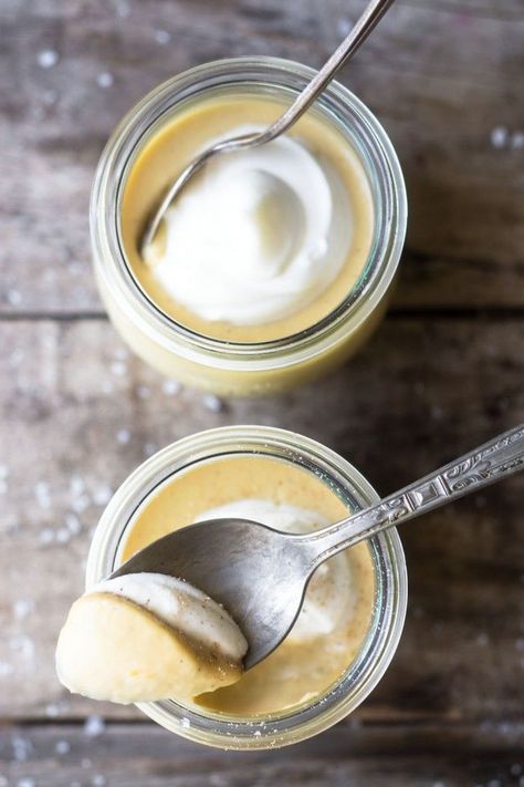 Salted Maple Pot de Creme with Bourbon Whipped Cream is a lush dessert for a special occasion Maple Pudding, Custard Flan, Bourbon Whipped Cream, Dessert Pots, Flavored Whipped Cream, Maple Recipes, Slow Cooker Desserts, Mom's Birthday, Munnar