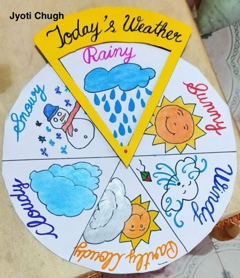 Weather Related Activities For Kids, Classroom Weather Board, Diy Weather Chart For Kids, Weather Activity Preschool, Weather Projects For Kids, Weather Chart Ideas, Weather Worksheets Preschool, Chart Paper Project Ideas, Weather Preschool Activities