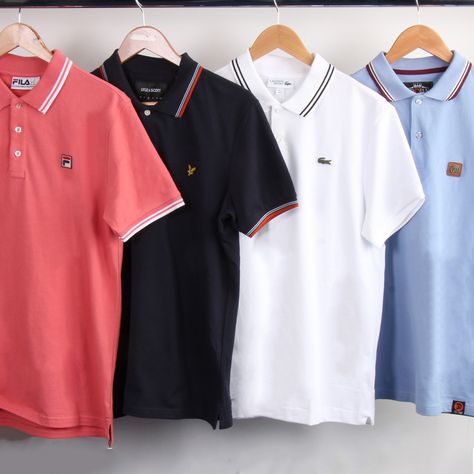 Check out a great range of polo shirts available on 80sCC from brands such as Lacoste, Fila, Lyle & Scott, Weekend Offender, Barbour and many more. Available in all sizes with great deals across the site. Shop them all via the link. #80sCasualClassics #PoloShirts #Lacoste #WeekendOffender #Barbour #Lyle #Fila #Smart #Retro #80s #KeepingItCasual Poloshirt Outfit For Men, Lacoste Polo Shirt Men, Polo T Shirt Design, Polo T Shirts For Men, Kpop Fashion Men, Polo Tshirts, Tshirt Polo, Polo Shirt Brands, Polo Tee Shirts