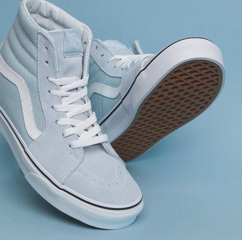 Blue High Top Vans, Light Blue Vans, Vans Boots, Vans Aesthetic, Vans Shoes Women, Cute Vans, Tenis Vans, Vans Outfit, Blue Vans