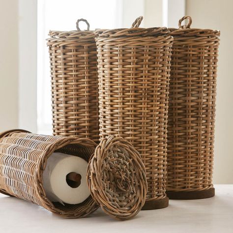 Practical Necessities Toilet Paper Basket, Rustic Dinnerware, Corner Furniture, Hidden In Plain Sight, Toilet Paper Storage, Toilet Paper Holders, Downstairs Bathroom, House Supplies, Tableware Collection