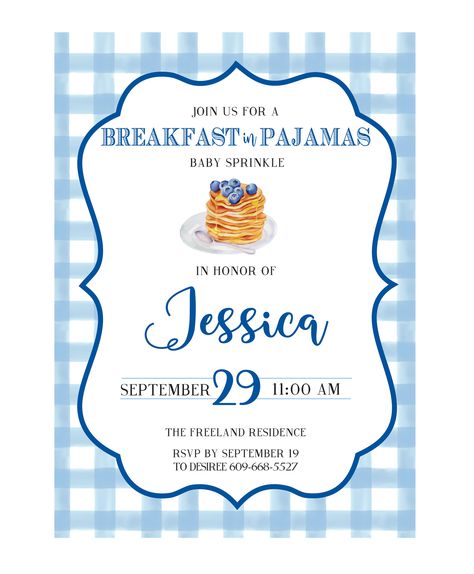 Baby Shower Pajama Party, Pajama Party Baby Shower Ideas, Pj Baby Shower Theme, Pajama Baby Shower Theme, Pajama Baby Shower Ideas, Gingham Watercolor, Baby Boy Sprinkle, Pancakes And Pajamas, Pj Party