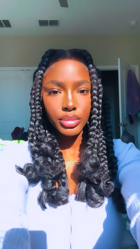 Big Braids For Black Women, Dr Hairstyles, Big Twist Braids Hairstyles, Fun Braids, Beaded Braids, Natural Hair Ponytail, Black Hair Growth, Braids For Black, Braiding Styles