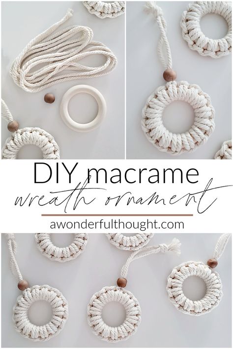 Macrame Christmas Wreath, Easy Diy Macrame, Cute Macrame, Macrame Ornaments, Yarns Ornaments, Crochet Macrame, Macrame Christmas, Diy Christmas Ornaments Easy, Crochet Christmas Gifts