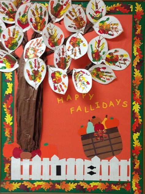 We_Are_Teachers_Fall_Bulletin_Board_thankful October Bulletin Boards, Halloween Bulletin Boards, Fall Classroom Decorations, Fall Bulletin Boards, Preschool Bulletin, Preschool Bulletin Boards, Toddler Classroom, Bulletin Board Ideas, Fall Tree