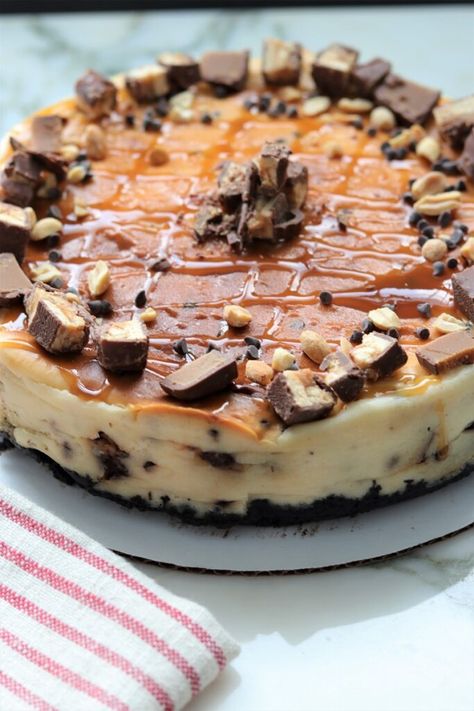 Snicker Cheesecake Skor Cheesecake, Snicker Cheesecake, Snickers Cheesecake Recipe, Cheese Cake Recipe, Husbands Birthday, Snickers Cheesecake, White Chocolate Raspberry Cheesecake, Frozen Cheesecake, Chocolate Raspberry Cheesecake